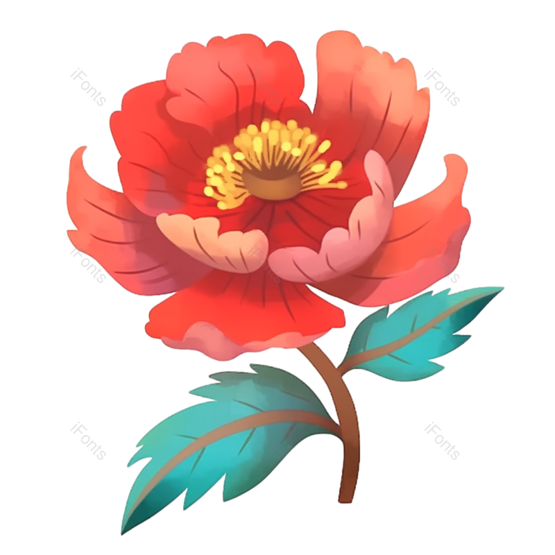 红色的花图片,格子元素,灰色背景PNG,植物免抠素材